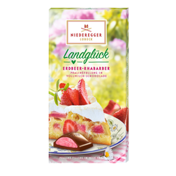 Niederegger Landglück - Mléčná čokoláda plněná jahodovo-rebarborovým krémem 100g