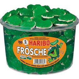 Haribo Quaxi Fröschli - Želé bonbony žáby 1050g (dóza 150ks)