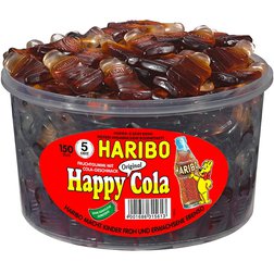 Haribo Happy Cola - Želé bonbony kolové lahvičky 1200g (dóza 150ks)