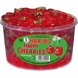 Haribo Happy Cherries - Želé bonbony třešně 1200g (dóza 150ks)