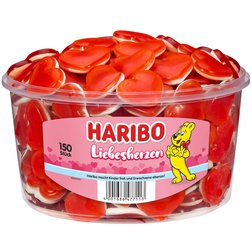 Haribo Liebesherzen - Želé bonbony srdíčka 1200g (dóza 150ks)