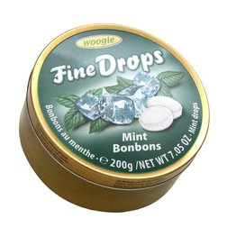 Woogie Fine Drops - Bonbónky s příchutí máty v plechové dóze 200g